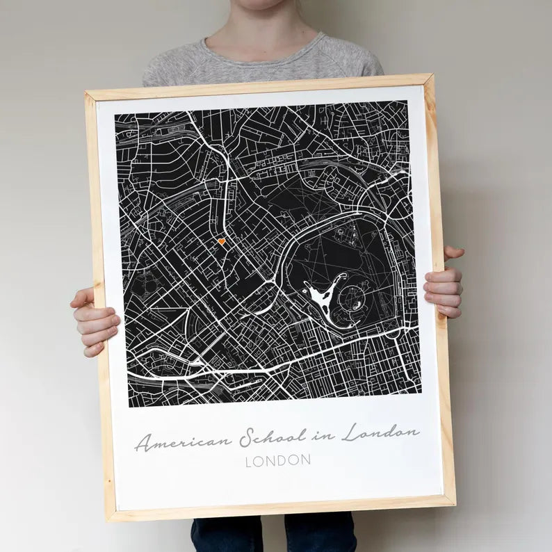 Campus Streets Graduation Map Print - Personalized Canvas Poster