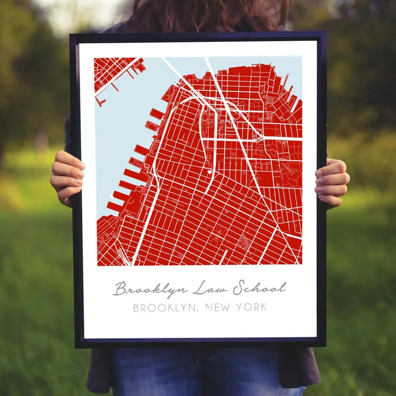 Campus Streets Graduation Map Print - Personalized Canvas Poster