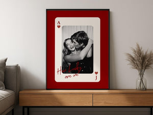 Custom Playing Card, How Lucky are We Poster and Canvas , Personalized Prints for him, Anniversary Gift for Boyfriend, Couple Picture Frame
