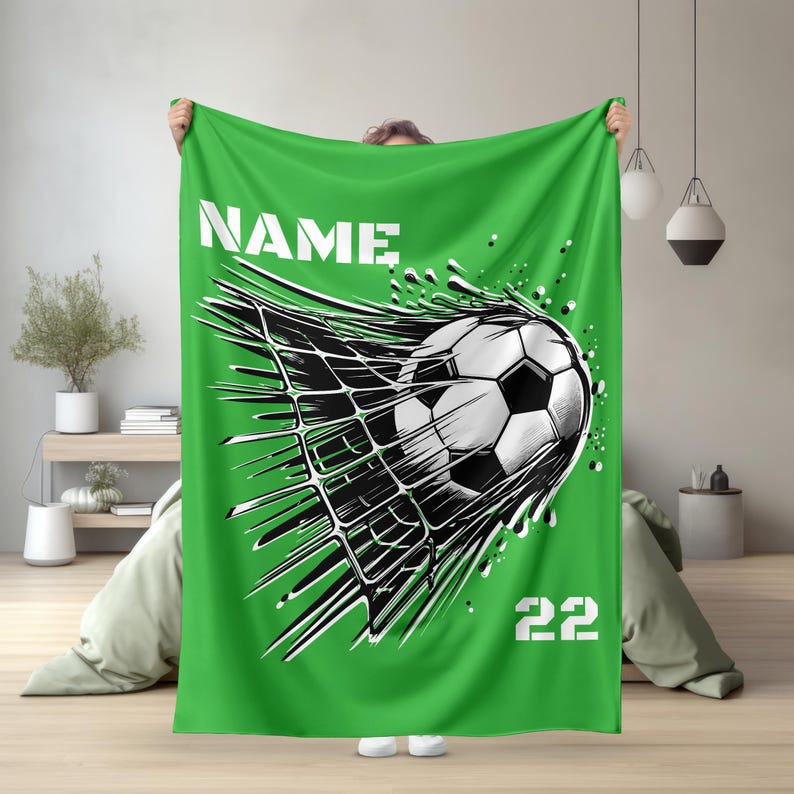 Soccer Blanket, Personalized Gift for Soccer Player Gift, Custom Soccer Blanket,Personalized Soccer gifts,Personalized Soccer Player Blanket