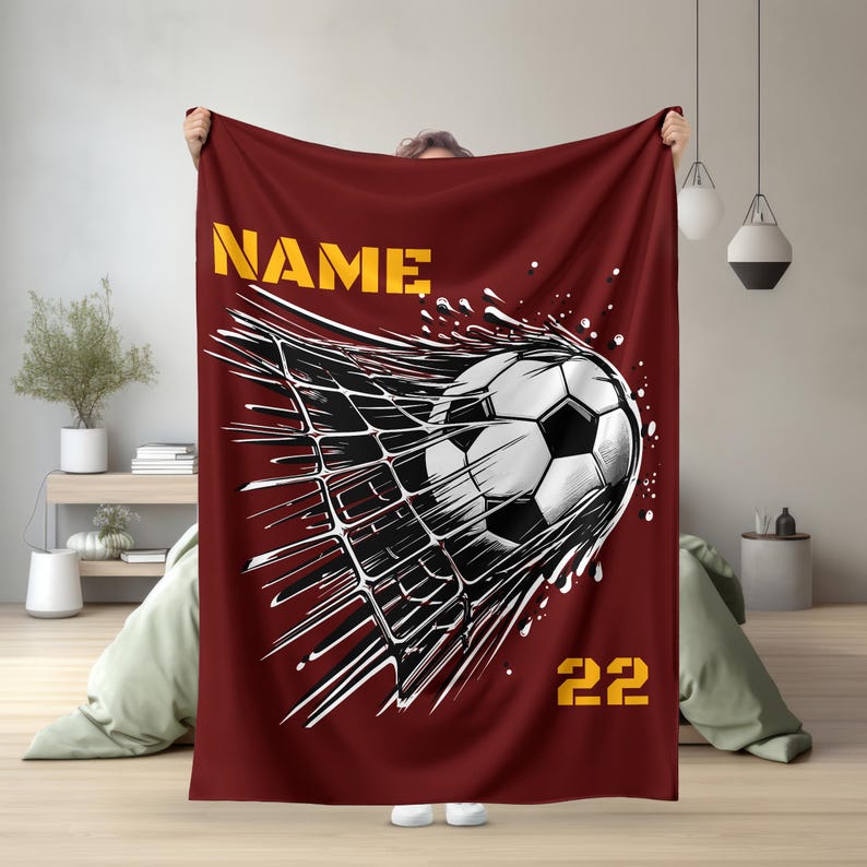 Soccer Blanket, Personalized Gift for Soccer Player Gift, Custom Soccer Blanket,Personalized Soccer gifts,Personalized Soccer Player Blanket