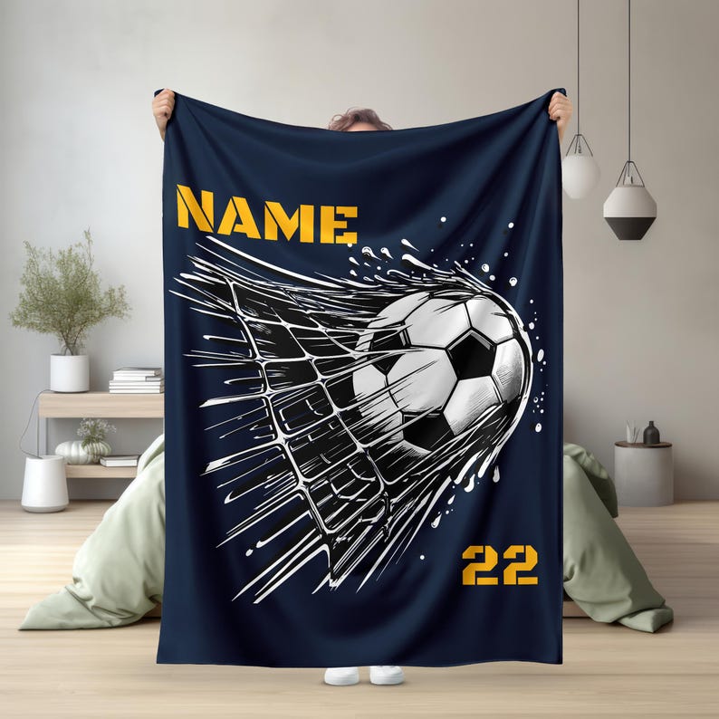Soccer Blanket, Personalized Gift for Soccer Player Gift, Custom Soccer Blanket,Personalized Soccer gifts,Personalized Soccer Player Blanket