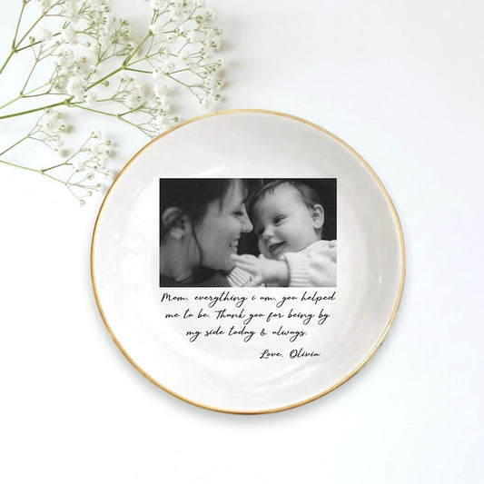 Custom Photo Mother of The Bride Jewelry Dish, Mother of The Bride Jewelry plate, Custom Jewelry Tray for Mom, Wedding Favor Gift For Mom