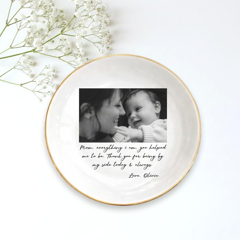 Custom Photo Mother of The Bride Jewelry Dish, Mother of The Bride Jewelry plate, Custom Jewelry Tray for Mom, Wedding Favor Gift For Mom