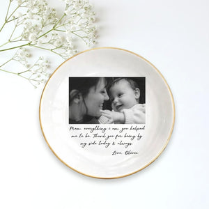 Custom Photo Mother of The Bride Jewelry Dish, Mother of The Bride Jewelry plate, Custom Jewelry Tray for Mom, Wedding Favor Gift For Mom