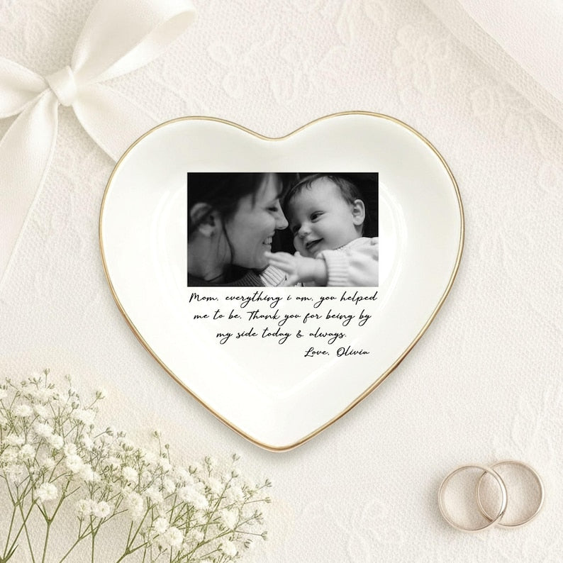 Custom Photo Mother of The Bride Jewelry Dish, Mother of The Bride Jewelry plate, Custom Jewelry Tray for Mom, Wedding Favor Gift For Mom