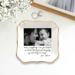 Custom Photo Mother of The Bride Jewelry Dish, Mother of The Bride Jewelry plate, Custom Jewelry Tray for Mom, Wedding Favor Gift For Mom