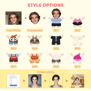 Customized Face Photo Pillow - DIY Cute Girl Plush Pillow, Couple Toys Dolls, Birthday Gift For Him & Her, Valentine's Day gift