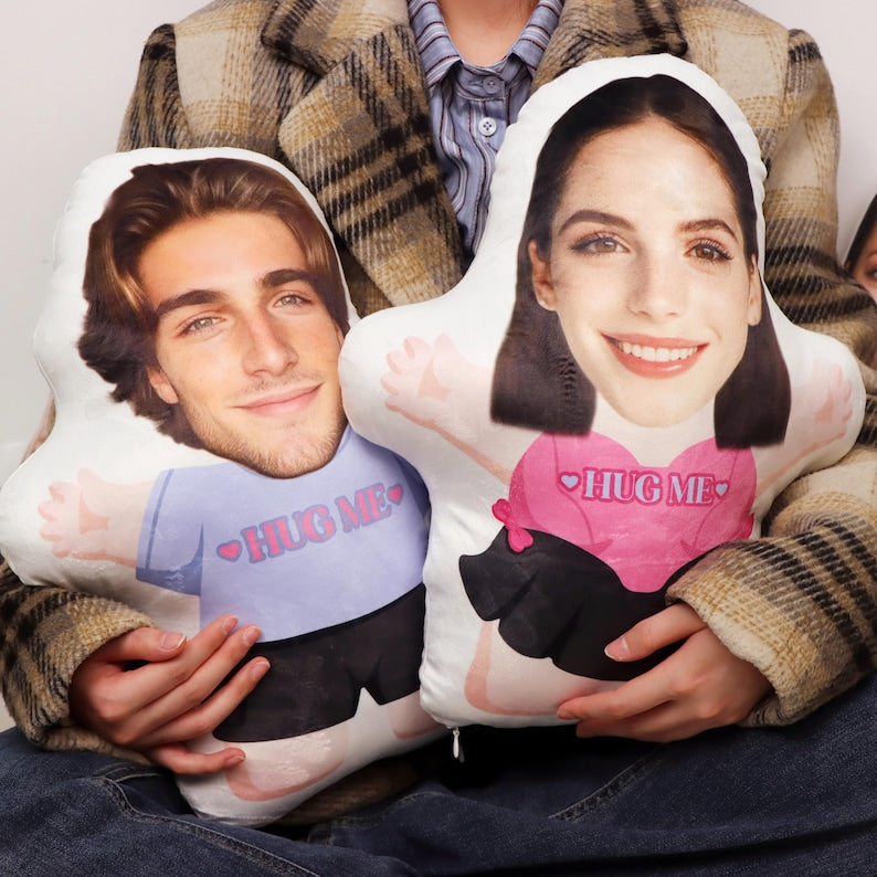 Customized Face Photo Pillow - DIY Cute Girl Plush Pillow, Couple Toys Dolls, Birthday Gift For Him & Her, Valentine's Day gift