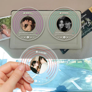 Custom Car Visor Photo Clip,Visor Clip Frame,Personalized Acrylic Sun Visor Decor Gift,Photo Music Code Car Clip,Music Lover Couple Gifts