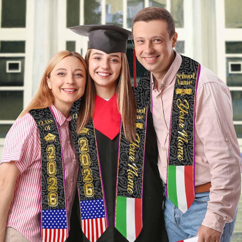Custom Photo Graduation Stole: Personalized Class of 2026 Sash, Gift for Graduates