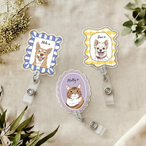 Custom Pet Badge Reel, Personalized Dog & Cat Photo Badge Reel, Nurse Badge Reel, Retractable ID Holder for Pet Owner, ID Badge Buddy