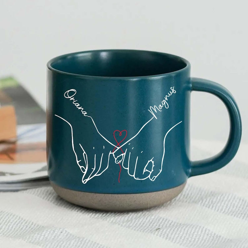 I Love You Then I Love You Still- Personalized Holding Hands Mug,Custom Names & Date, Valentine's Day Gift, Gift For Boyfriend, Girlfriend
