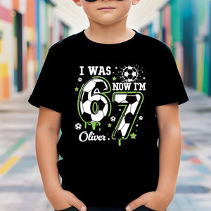 I Was 6 Now I m 7 Soccer Birthday Shirt, 7th Birthday Shirt, Boys Soccer Party Outfit