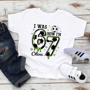 I Was 6 Now I m 7 Soccer Birthday Shirt, 7th Birthday Shirt, Boys Soccer Party Outfit