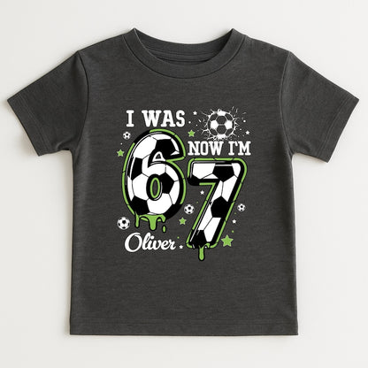 I Was 6 Now I m 7 Soccer Birthday Shirt, 7th Birthday Shirt, Boys Soccer Party Outfit