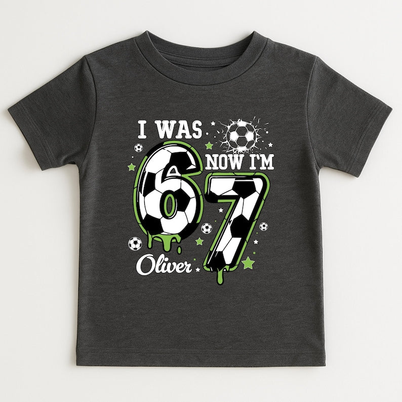I Was 6 Now I m 7 Soccer Birthday Shirt, 7th Birthday Shirt, Boys Soccer Party Outfit