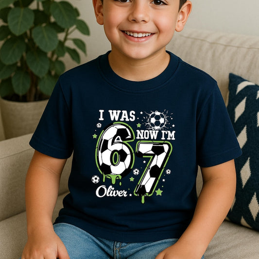 I Was 6 Now I m 7 Soccer Birthday Shirt, 7th Birthday Shirt, Boys Soccer Party Outfit