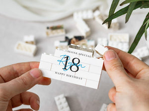 Personalised 18th Birthday Gifts for Him Gift For Her, Photo Building Block Keepsake for Son or Boy, Milestone Birthday Memory Gift