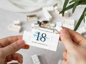 Personalised 18th Birthday Gifts for Him, Photo Building Block Keepsake for Son or Boy, Milestone Birthday Memory Gift