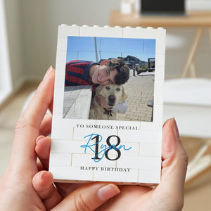 Personalised 18th Birthday Gifts for Him Gift For Her, Photo Building Block Keepsake for Son or Boy, Milestone Birthday Memory Gift