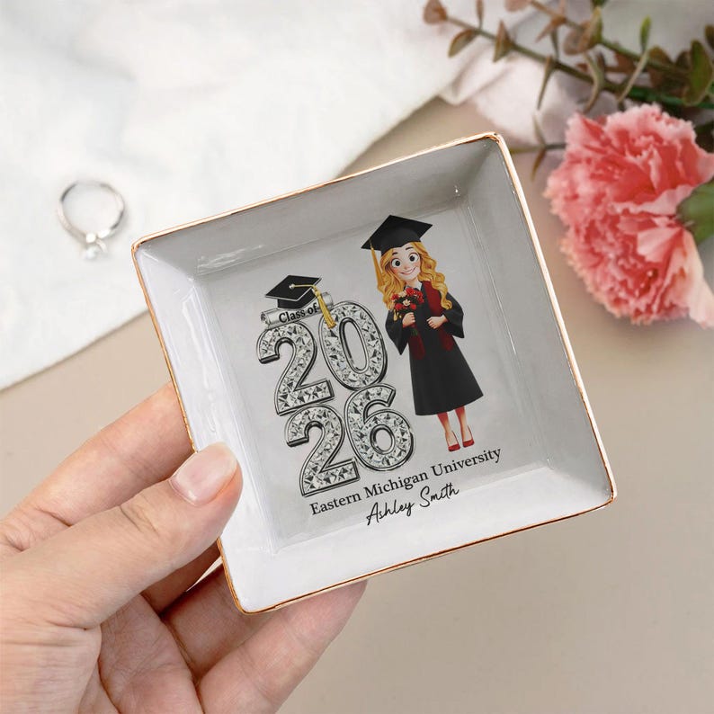 Personalized Graduation Jewelry Dish, Class of 2026, College Keepsake