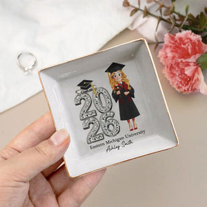 Personalized Graduation Jewelry Dish, Class of 2026, College Keepsake
