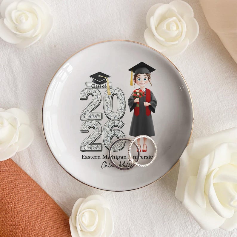 Personalized Graduation Jewelry Dish, Class of 2026, College Keepsake