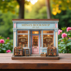 Personalized Bookshop Wooden Block Set, Custom Bookshelf Decor