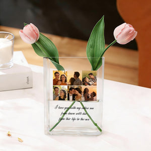 Custom Photo Acrylic Book Vase, Personalized Picture Book Decor,Romantic Valentine s Day Gift for Her or Him, Couple or Anniversary Keepsake