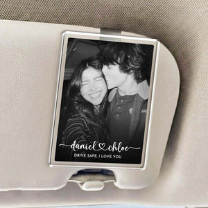 Personalized Photo Car Visor Clip Gift for Him, Custom Drive Safe Couple Photo Clip, Valentines Gift for Boyfriend or Husband