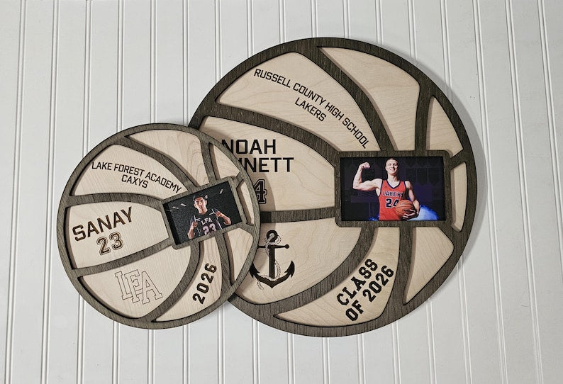 Personalized Basketball Senior Night Gift with Photo | Custom Wood Basketball Sign | Senior 2026 Sports Keepsake | Basketball Frame