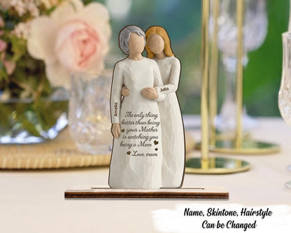 Personalized Mother Daughter Wooden Figurine, Mothers Day Gift