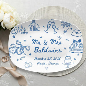 Personalized Wedding Platter, Custom Couple Name Plate with Date, Newlywed Gift, Engagement or Bridal Shower Keepsake