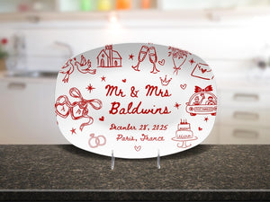 Personalized Wedding Platter, Custom Couple Name Plate with Date, Newlywed Gift, Engagement or Bridal Shower Keepsake