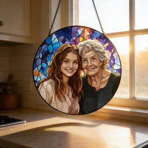Custom Stained Glass Family Portrait Suncatcher, Personalized Window Hanging from Photo, Unique Picture Gift, Family Memory Art