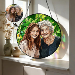 Custom Stained Glass Family Portrait Suncatcher, Personalized Window Hanging from Photo, Unique Picture Gift, Family Memory Art