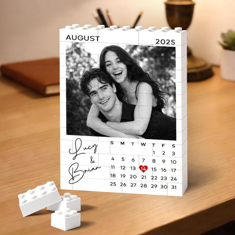 Custom Photo Building Blocks for Couples, Calendar Block Valentines Day Gift, Gamer Boyfriend Valentine Gifts, Couple Gift, Anniversary Gift
