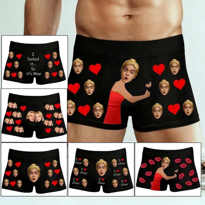 Personalized Face Boxers, Custom Photo Underwear for Him, Photo Anniversary Gift, Valentines Gifts for him,Face Boxer Briefs for Him