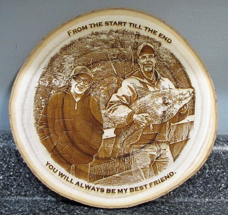 Engraved Photo Wood Chip - Hunting Photo - Fishing Photo - Hunting Gift Father's Day Gift