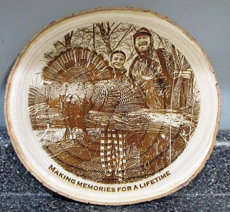 Engraved Photo Wood Chip - Hunting Photo - Fishing Photo - Hunting Gift Father's Day Gift