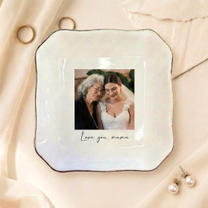 Custom Photo Trinket Tray, Photo Gift for Mom, Personalized Ring Dish, Jewelry Storage Tray, Mother of the Bride Gift, Photo Keepsake