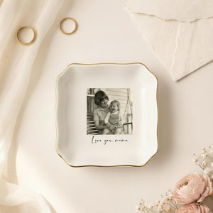 Custom Photo Trinket Tray, Photo Gift for Mom, Personalized Ring Dish, Jewelry Storage Tray, Mother of the Bride Gift, Photo Keepsake