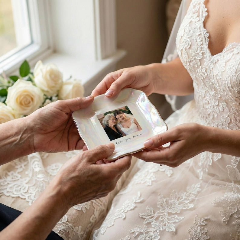 Custom Photo Trinket Tray, Photo Gift for Mom, Personalized Ring Dish, Jewelry Storage Tray, Mother of the Bride Gift, Photo Keepsake