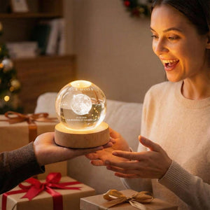 Our Moon Personalized Crystal Ball LED Night Light, Custom Names & Date Moon Lamp, Anniversary Wedding Valentine Gift for Couple