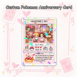 Custom Pkm Anniversary Card, Hand Painted Valentine Card, Gift for Boyfriend