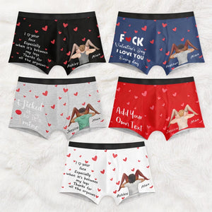 Personalized Cartoon Boxer Briefs, Funny Valentine's Day Gift, Custom Mens Underwear with Names