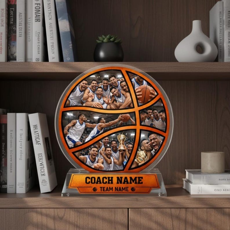 Personalized Basketball Coach Gift Custom Photo Acrylic Plaque Team Appreciation Trophy