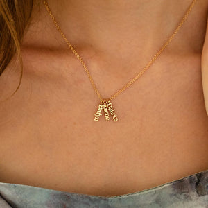Personalized Multiple Name Necklace, Vertical Name Family Necklace, Children Names Jewelry for Mom, Christmas Gift for Grandma, Gift for Her