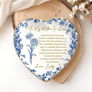 Personalized Mother-in-Law Gift for Mother of the Groom Wedding Ring Dish,Toile De Jouy Mom Gift from Bride,To My Mother in Law Wedding Gift